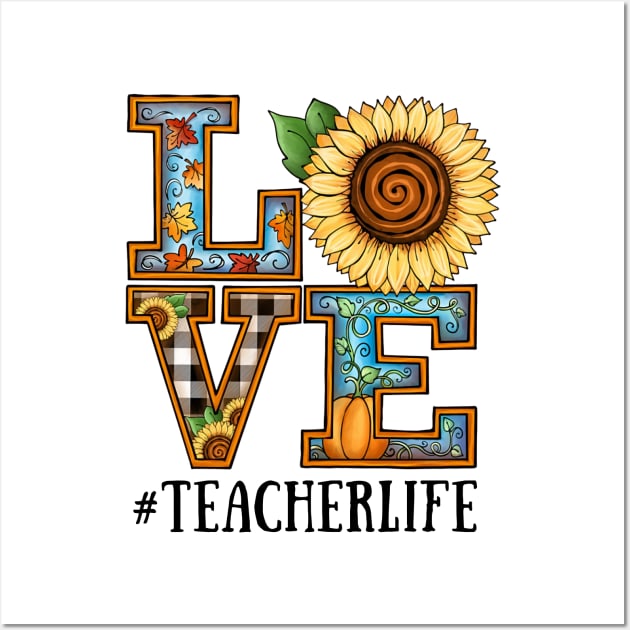 Sunflower Love Teacher Life Grey Wall Art by sueannharley12